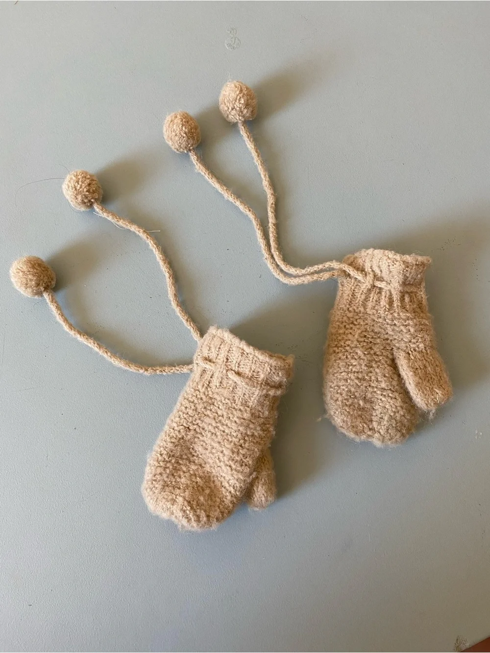 Rylee + Cru Knit Kids Mittens with Pom-Pom Ties - Fleece Lined